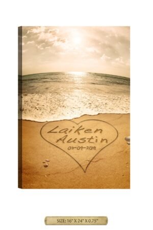 Sand Writing - Personalized Wall Art With Your Names & Date.